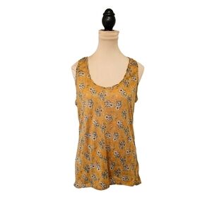 Free People Orange Floral Patterned Tank Top Sz S